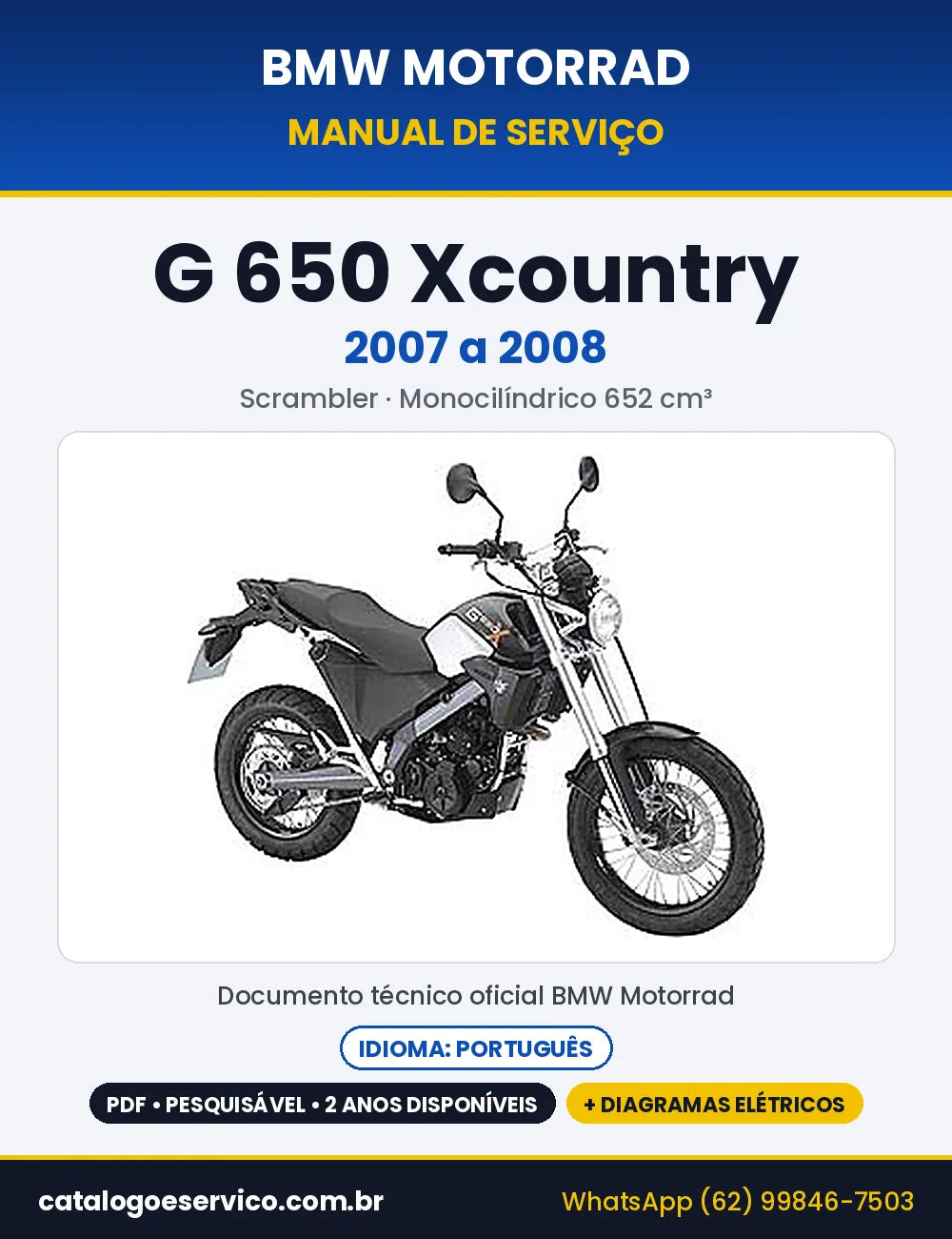 Capa do Manual de Serviço BMW G 650 Xcountry 2007 a 2008 em PDF