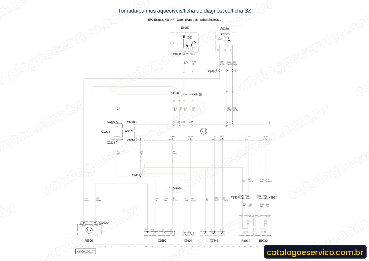 Página de diagrama elétrico — Manual de Serviço BMW HP2 Enduro