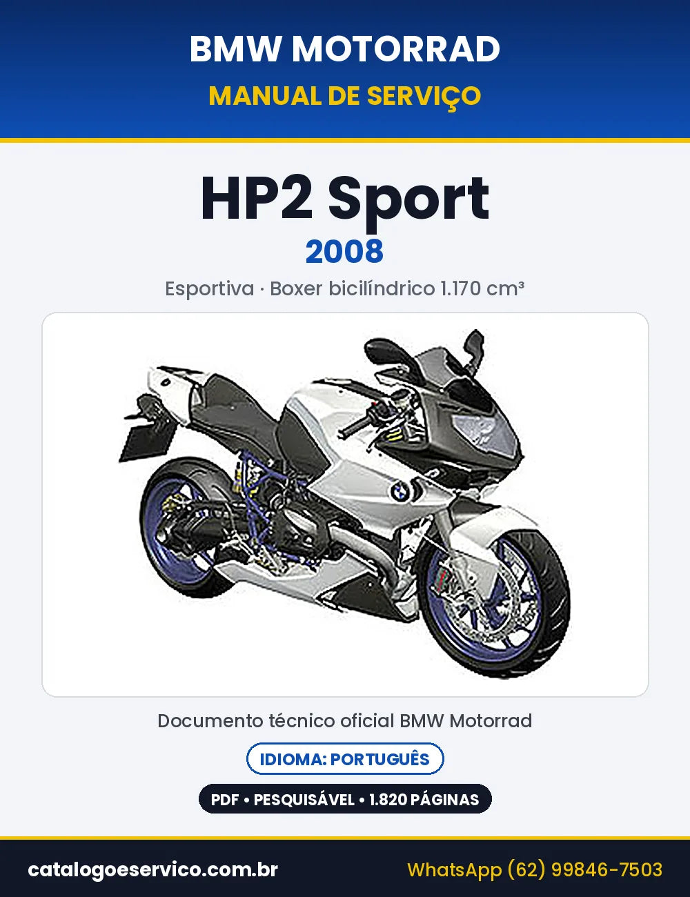 Capa do Manual de Serviço BMW HP2 Sport 2008 em PDF