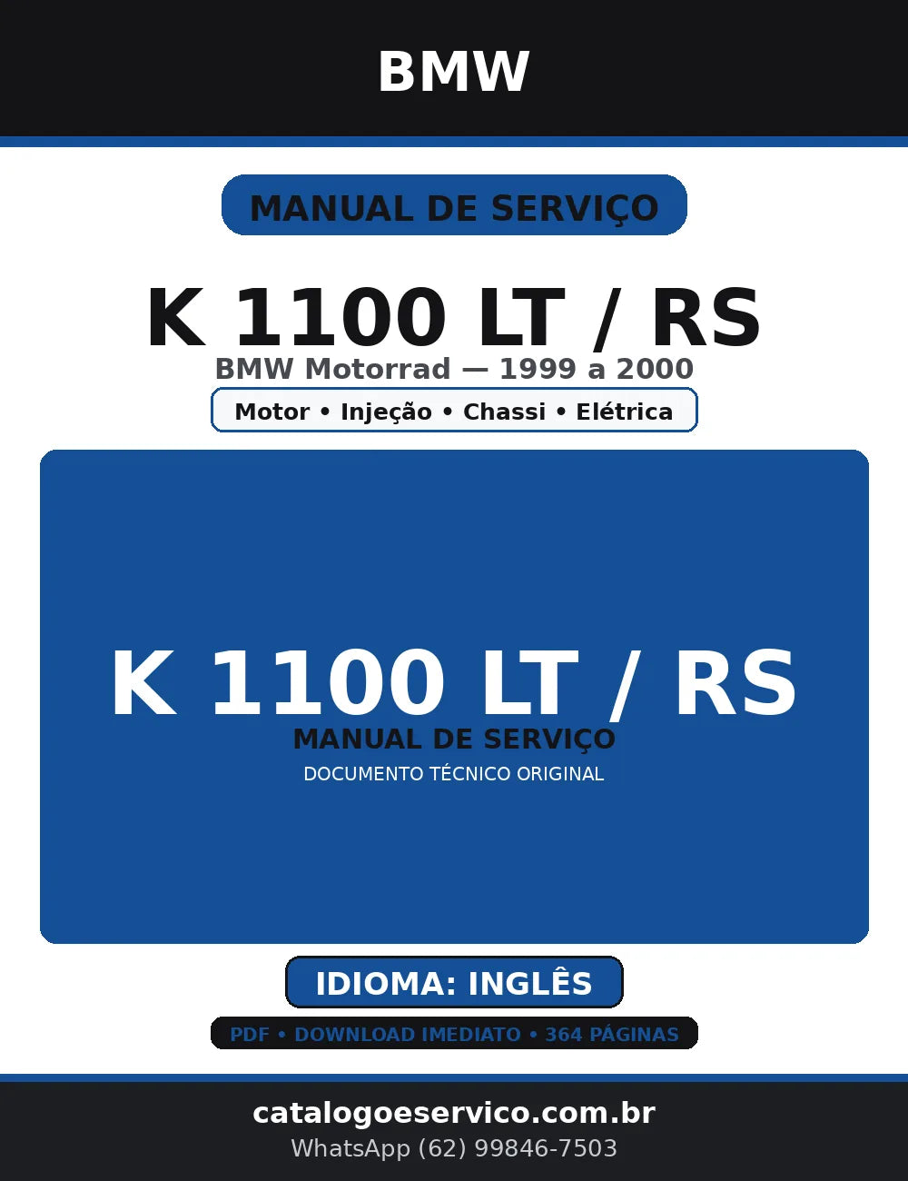 Manual de Serviço BMW K 1100 LT / RS 1999-2000 — Reparação (PDF) — capa