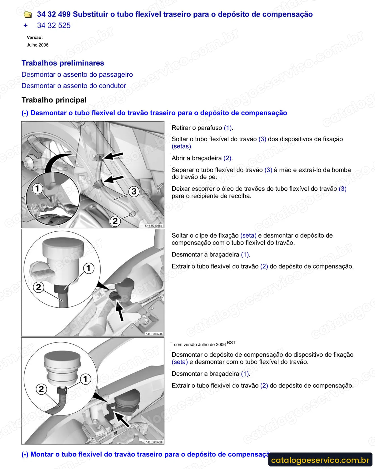 Página do Manual de Serviço BMW K 1200 GT 2006 com procedimento ilustrado (2)