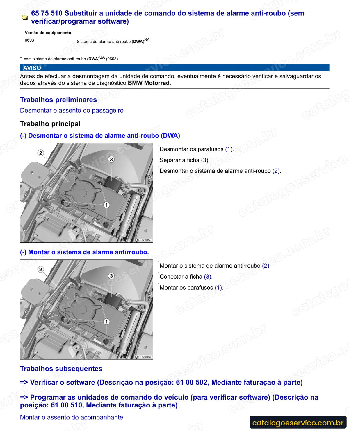 Página do Manual de Serviço BMW K 1200 GT 2006 com procedimento ilustrado (3)