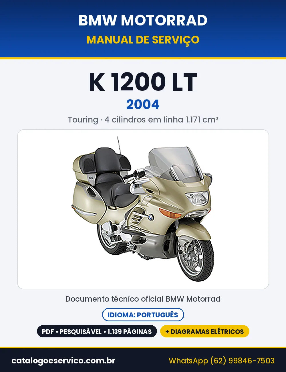 Capa do Manual de Serviço BMW K 1200 LT 2004 em PDF