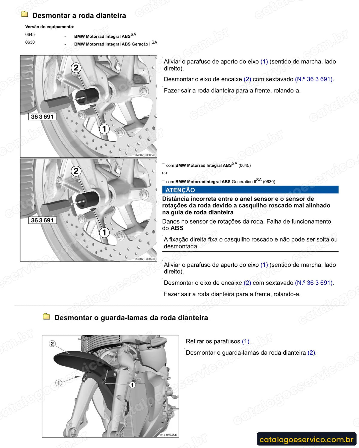 Página do Manual de Serviço BMW K 1200 R 2005 com procedimento ilustrado (3)