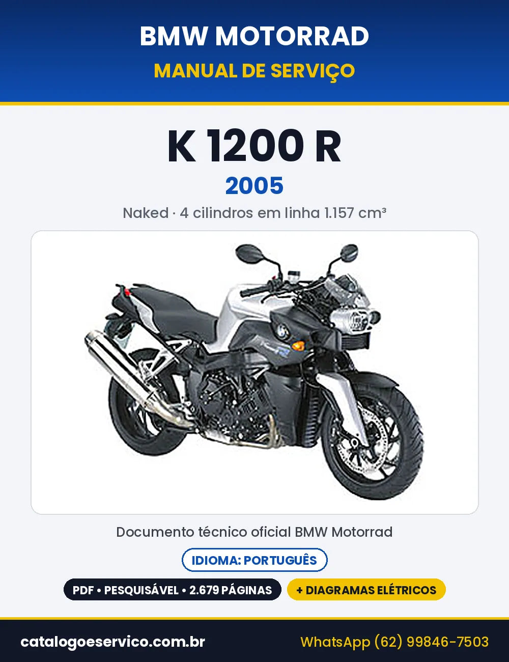 Capa do Manual de Serviço BMW K 1200 R 2005 em PDF