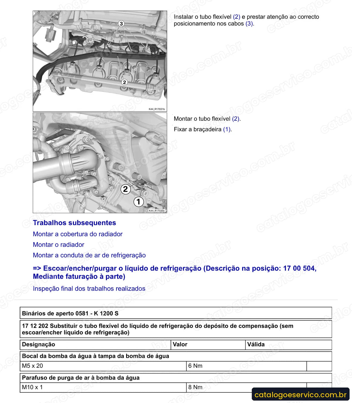 Página do Manual de Serviço BMW K 1200 S 2004 com procedimento ilustrado (1)