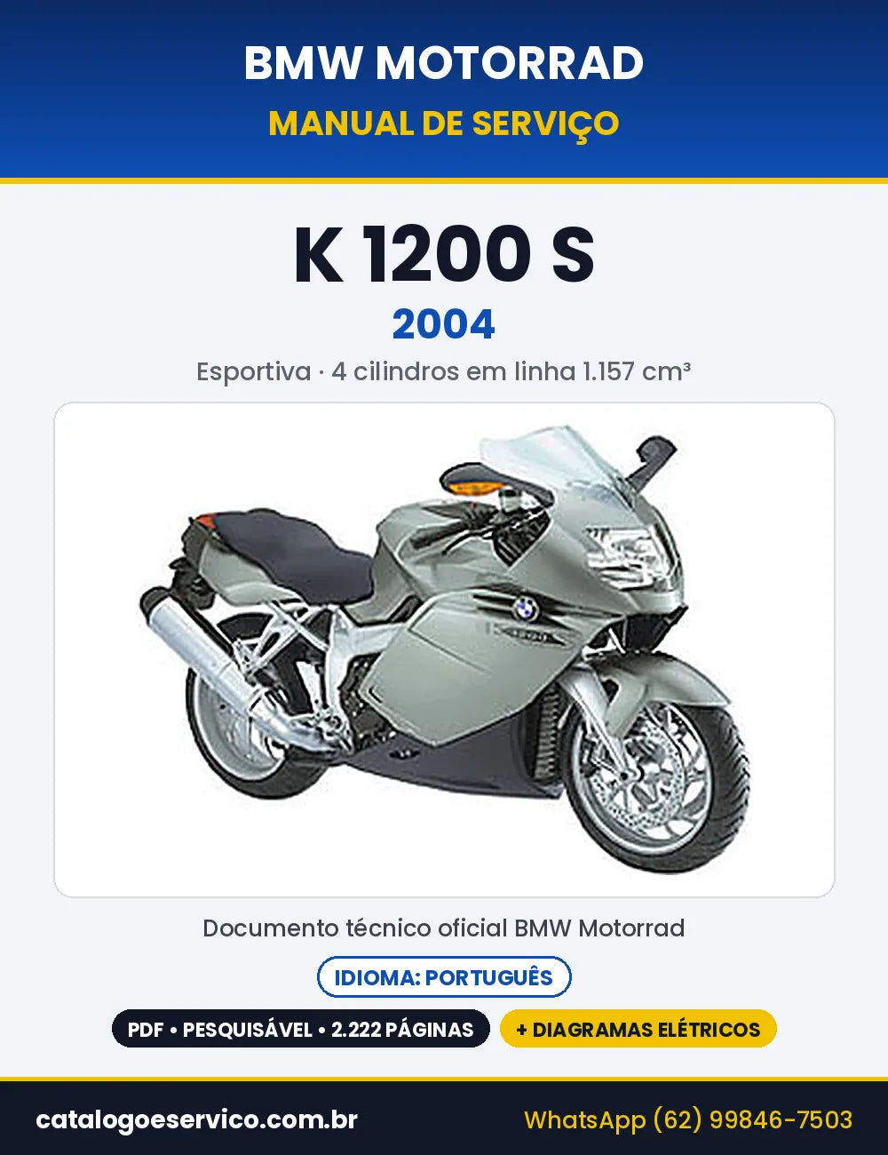 Capa do Manual de Serviço BMW K 1200 S 2004 em PDF