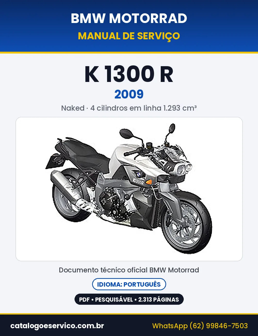 Capa do Manual de Serviço BMW K 1300 R 2009 em PDF