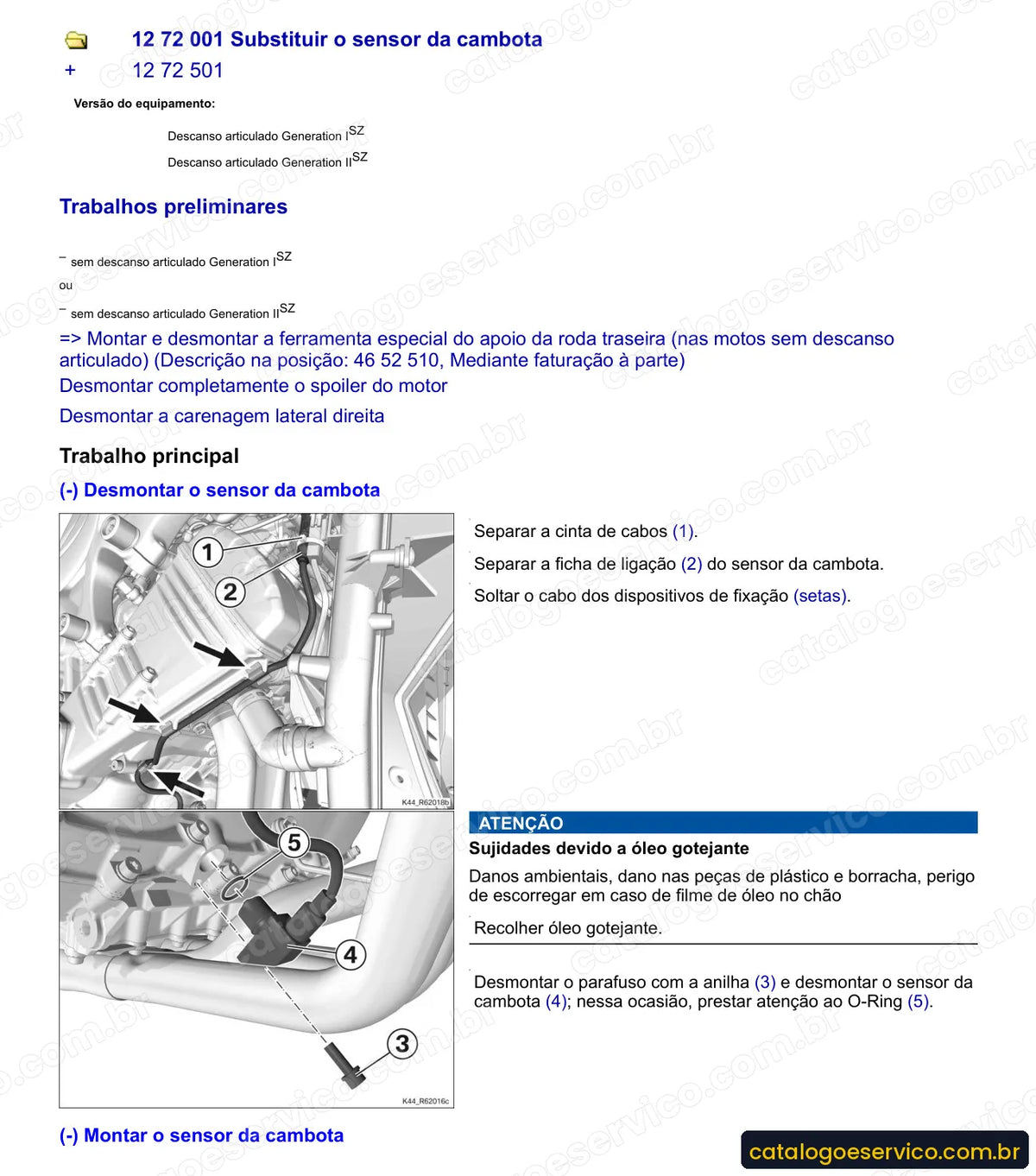 Página do Manual de Serviço BMW K 1300 S 2009 com procedimento ilustrado (2)