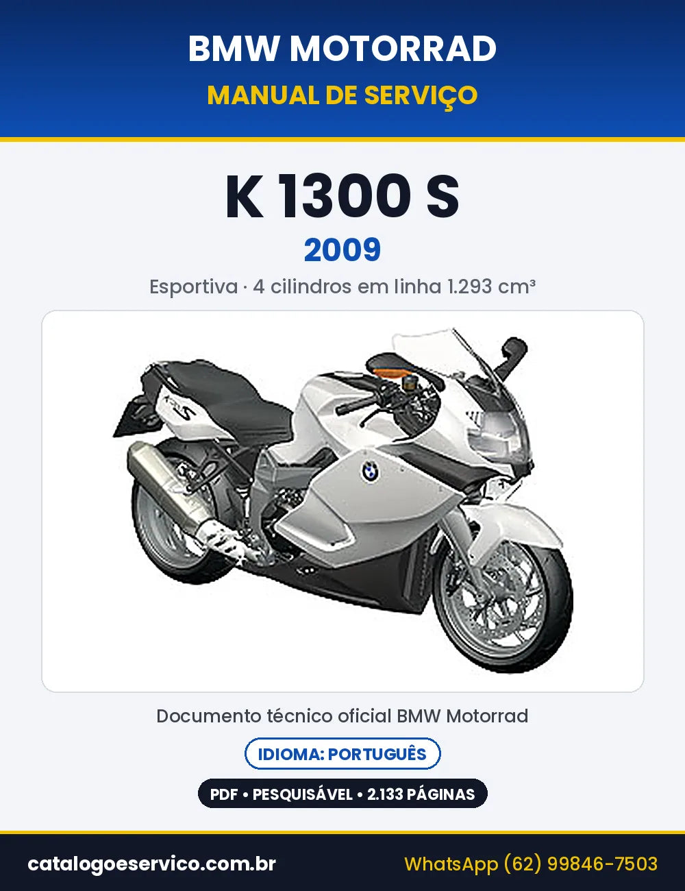 Capa do Manual de Serviço BMW K 1300 S 2009 em PDF