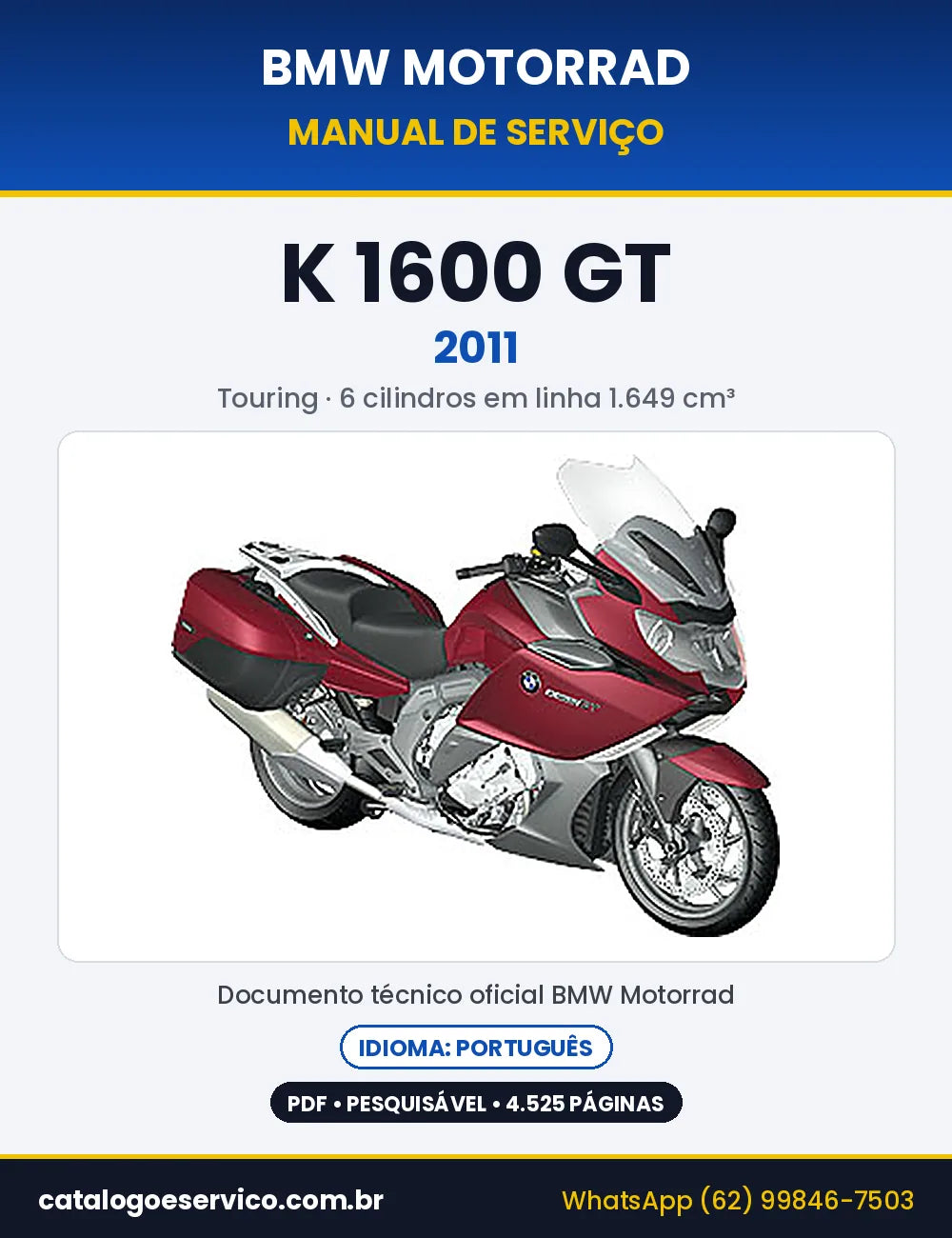 Capa do Manual de Serviço BMW K 1600 GT 2011 em PDF