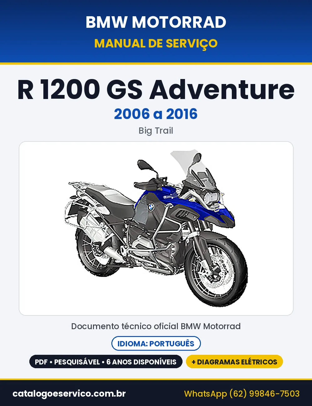 Capa do Manual de Serviço BMW R 1200 GS Adventure 2006 a 2016 em PDF