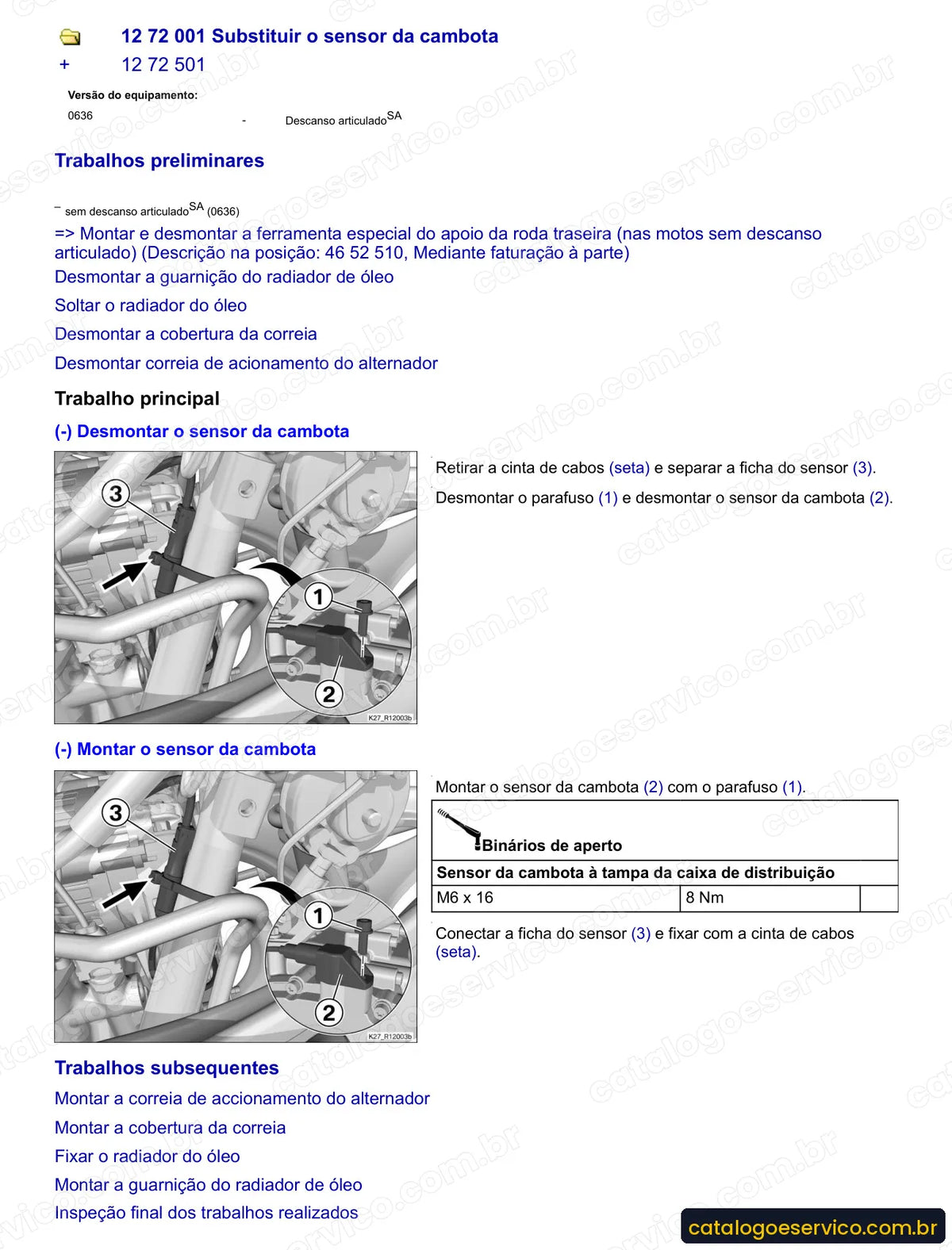 Página do Manual de Serviço BMW R 1200 R 2007 a 2014 com procedimento ilustrado (1)