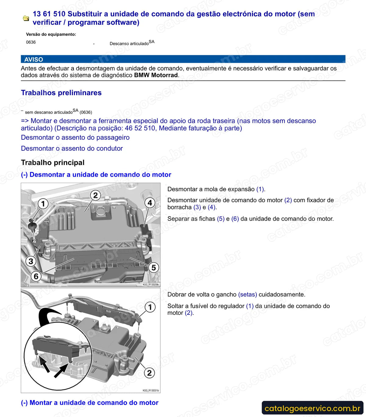 Página do Manual de Serviço BMW R 1200 RS 2015 com procedimento ilustrado (1)