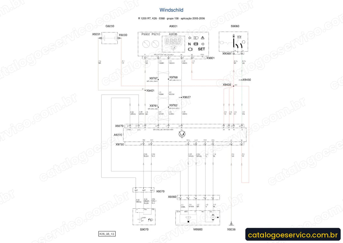 Página de diagrama elétrico — Manual de Serviço BMW R 1200 RT