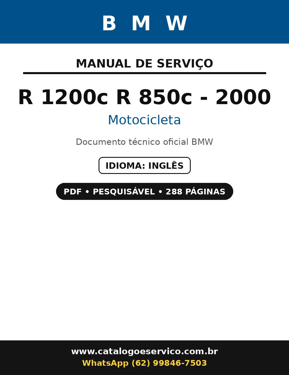 Manual De Serviço Bmw R 1200c R 850c - 2000