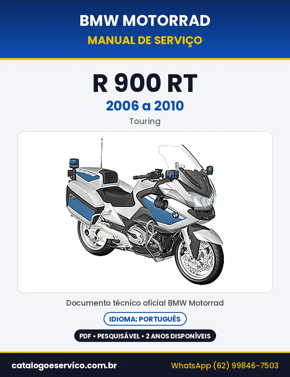 Capa do Manual de Serviço BMW R 900 RT 2006 a 2010 em PDF