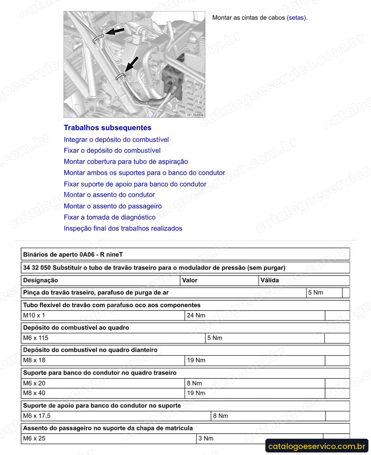 Página do Manual de Serviço BMW R nineT 2014 com procedimento ilustrado (2)