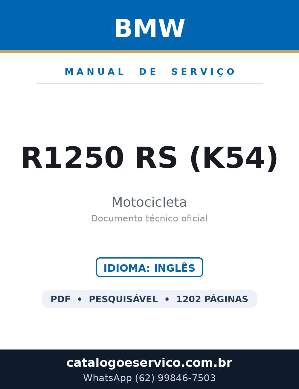 BMW R1250 RS (K54) — Manual de Serviço