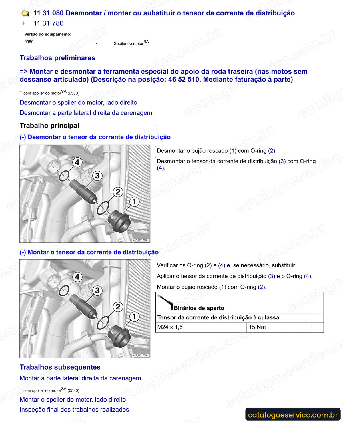 Página do Manual de Serviço BMW S 1000 R 2014 a 2016 com procedimento ilustrado (1)