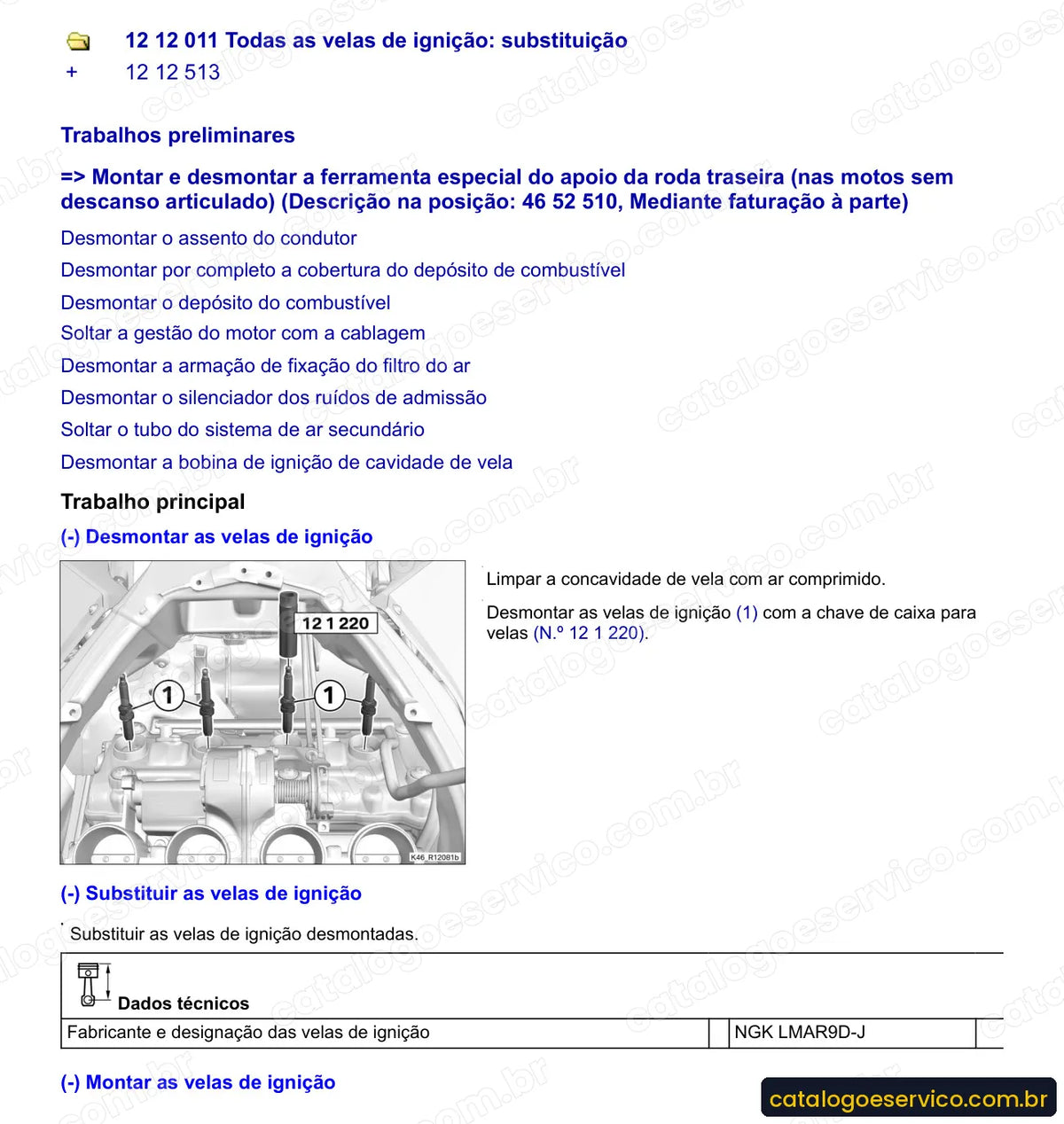 Página do Manual de Serviço BMW S 1000 RR 2010 a 2016 com procedimento ilustrado (4)