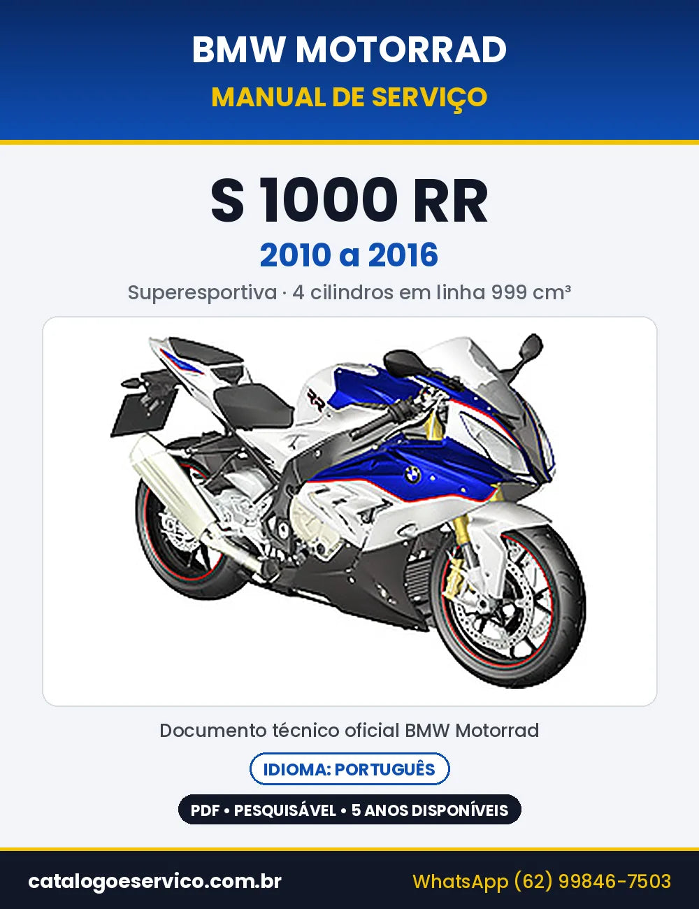 Capa do Manual de Serviço BMW S 1000 RR 2010 a 2016 em PDF