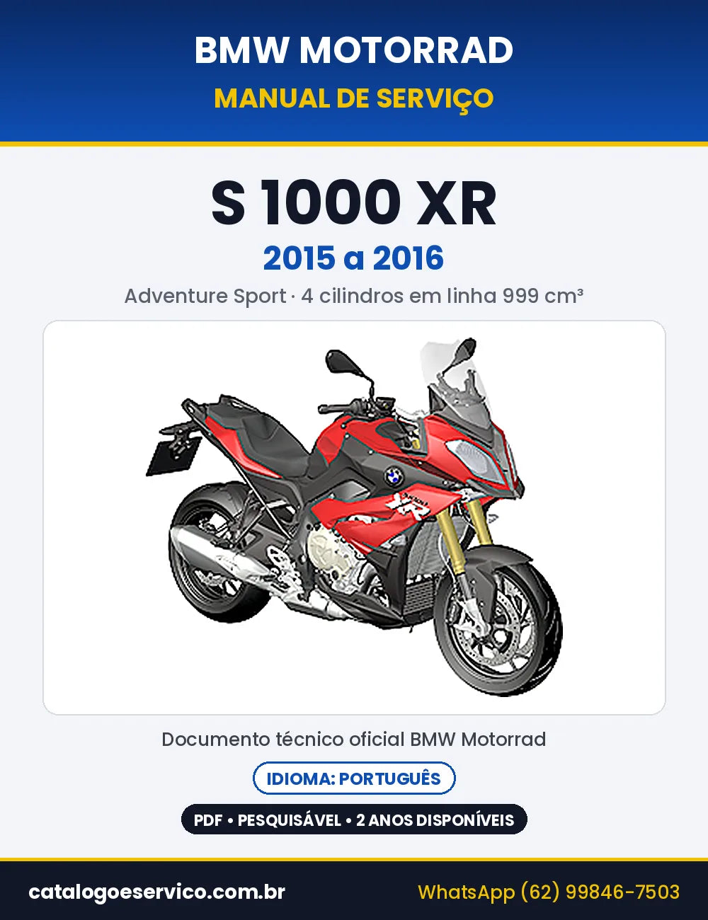 Capa do Manual de Serviço BMW S 1000 XR 2015 a 2016 em PDF