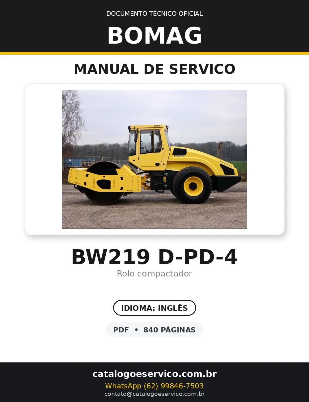 Manual De Serviço BOMAG - BW219 D-4\PD-4 -Single drum roller — capa