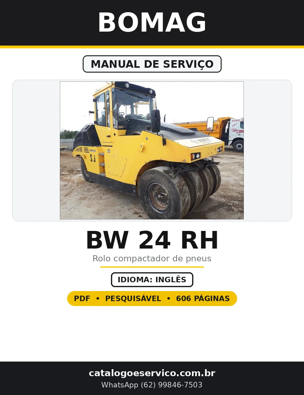 Capa do Manual de Serviço BOMAG BW 24 RH em PDF com 606 páginas