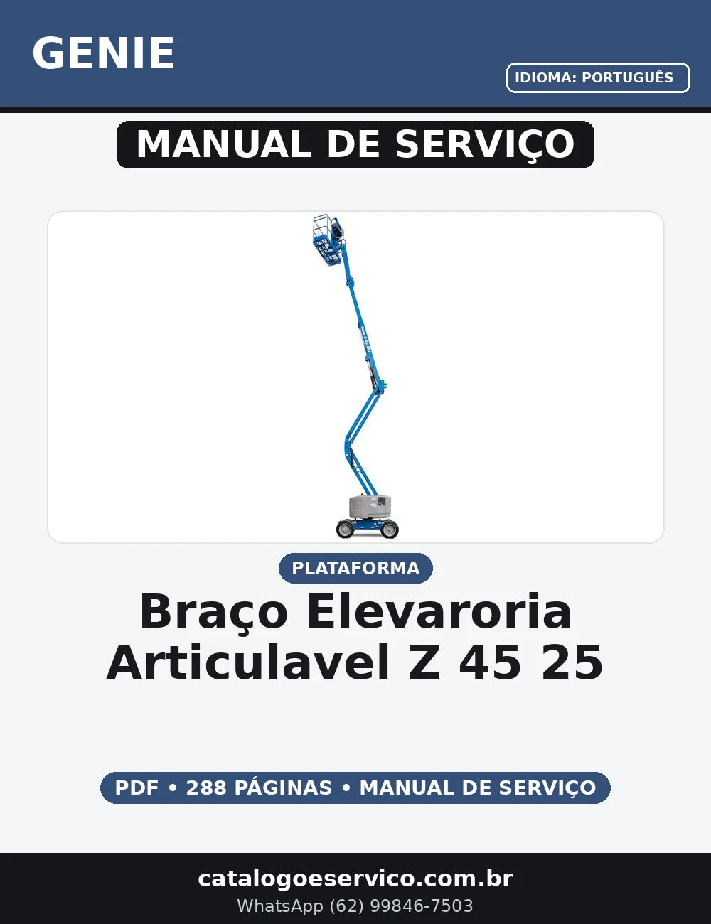 MANUAL DE SERVIÇO BRAÇO ELEVARORIA ARTICULAVEL Z 45/25 GENIE — capa do manual de serviço