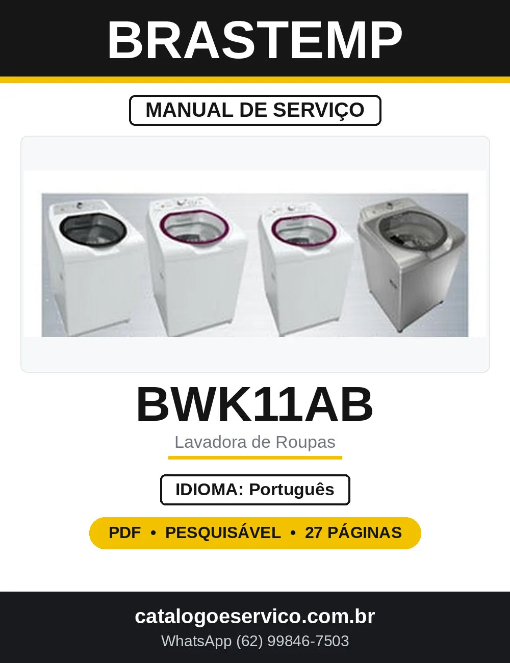Manual de Serviço Brastemp BWK11AB Lavadora 11 kg — capa