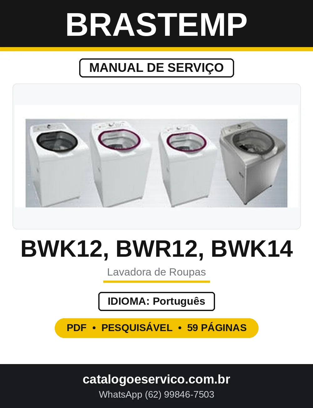 Manual de Serviço Brastemp BWK12, BWR12 e BWK14 — capa