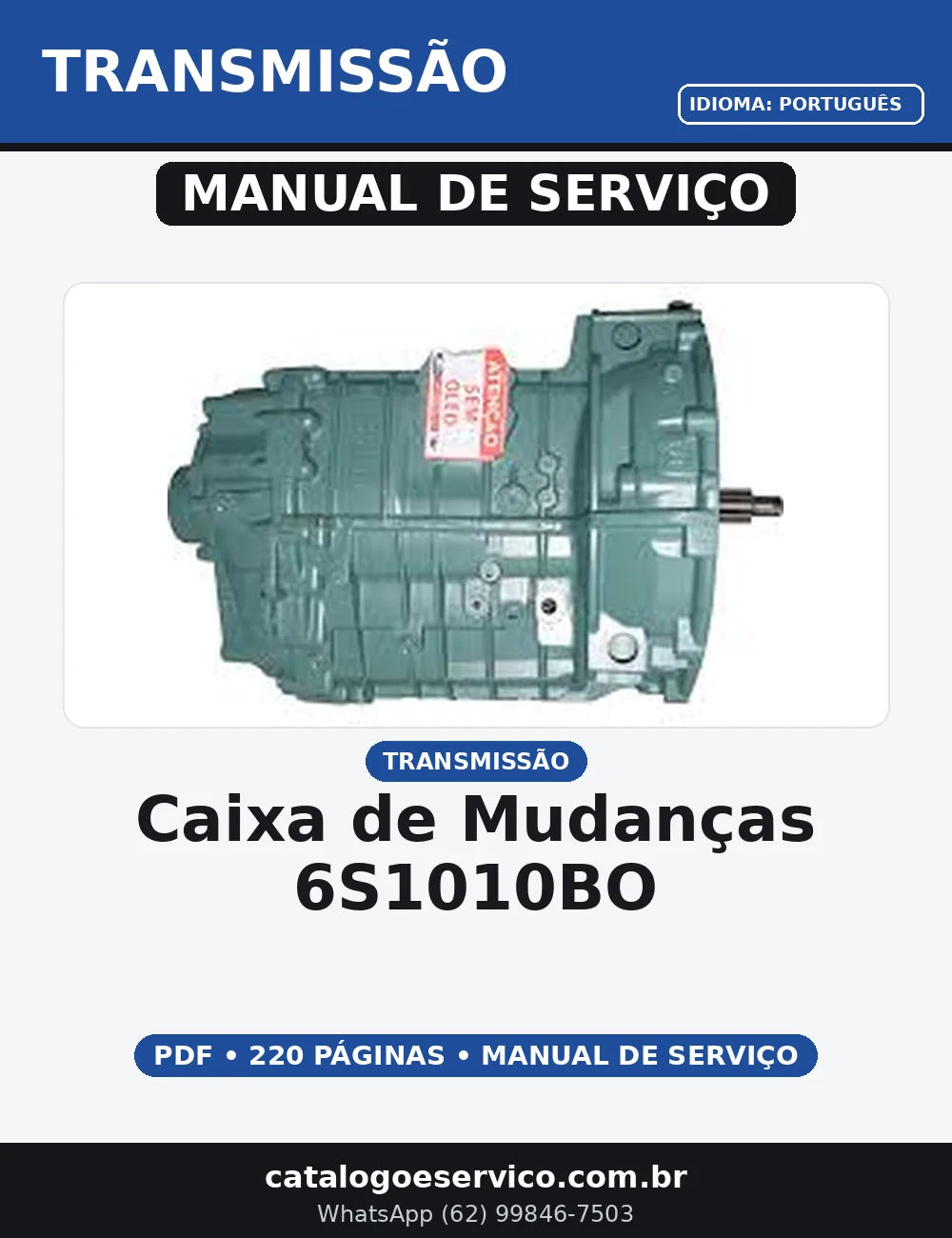 MANUAL DE SERVIÇO CAIXA DE MUDANÇAS - 6S1010BO — capa do manual de serviço