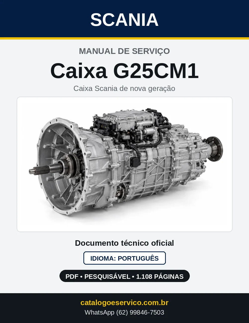 Capa do Manual de Serviço da Caixa de Mudanças Scania G25CM1 em PDF