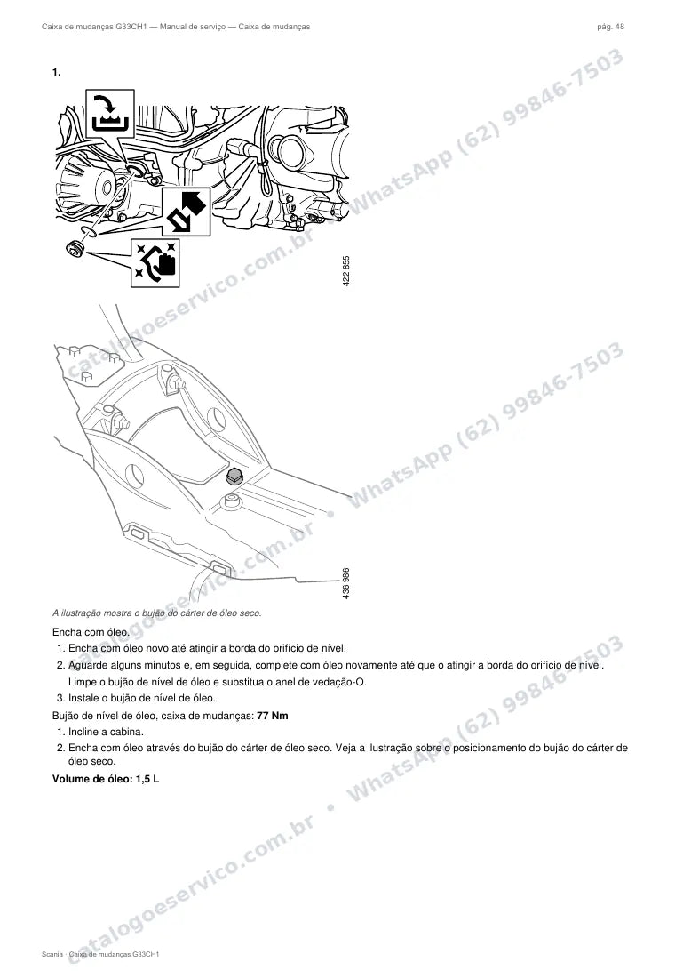 Página do manual de serviço da caixa Scania G33CH1 — Caixa de mudanças