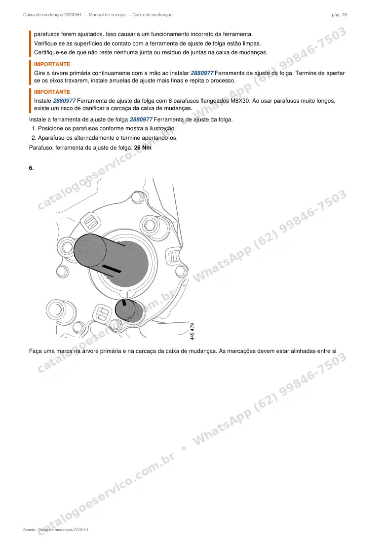 Página do manual de serviço da caixa Scania G33CH1 — Caixa de mudanças