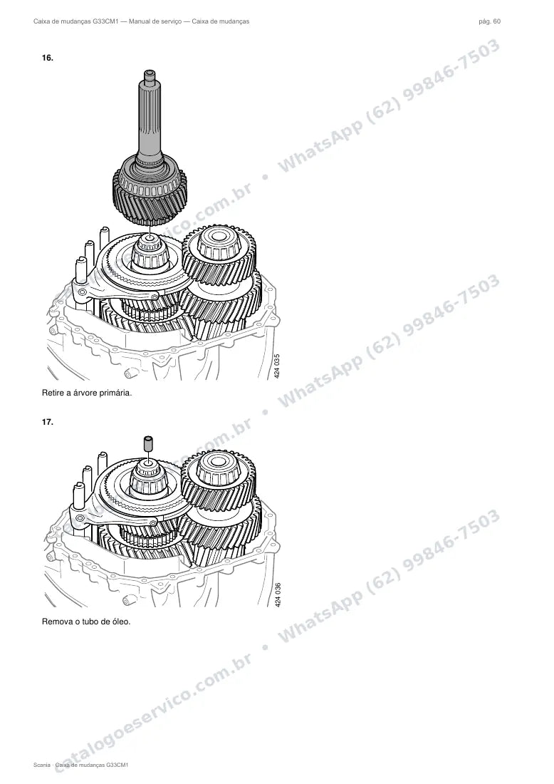 Página do manual de serviço da caixa Scania G33CM1 — Caixa de mudanças