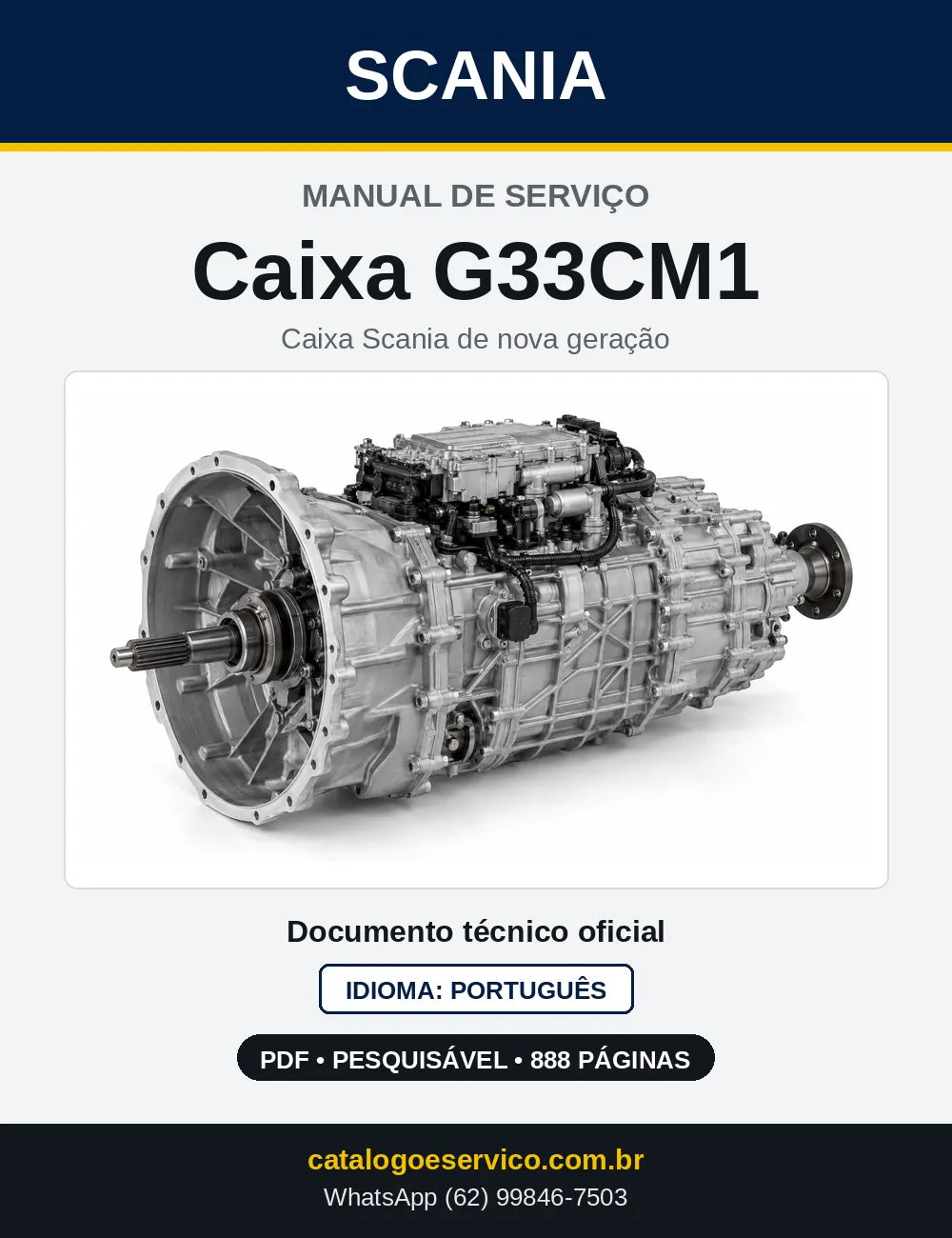 Capa do Manual de Serviço da Caixa de Mudanças Scania G33CM1 em PDF