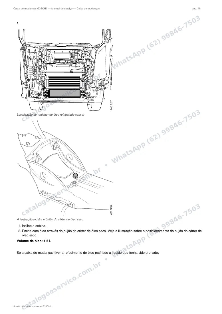 Página do manual de serviço da caixa Scania G38CH1 — Caixa de mudanças