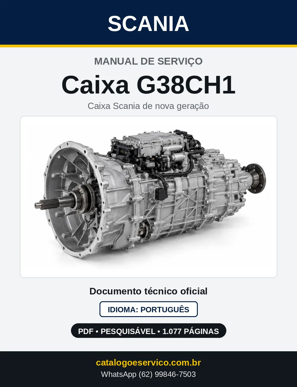 Capa do Manual de Serviço da Caixa de Mudanças Scania G38CH1 em PDF