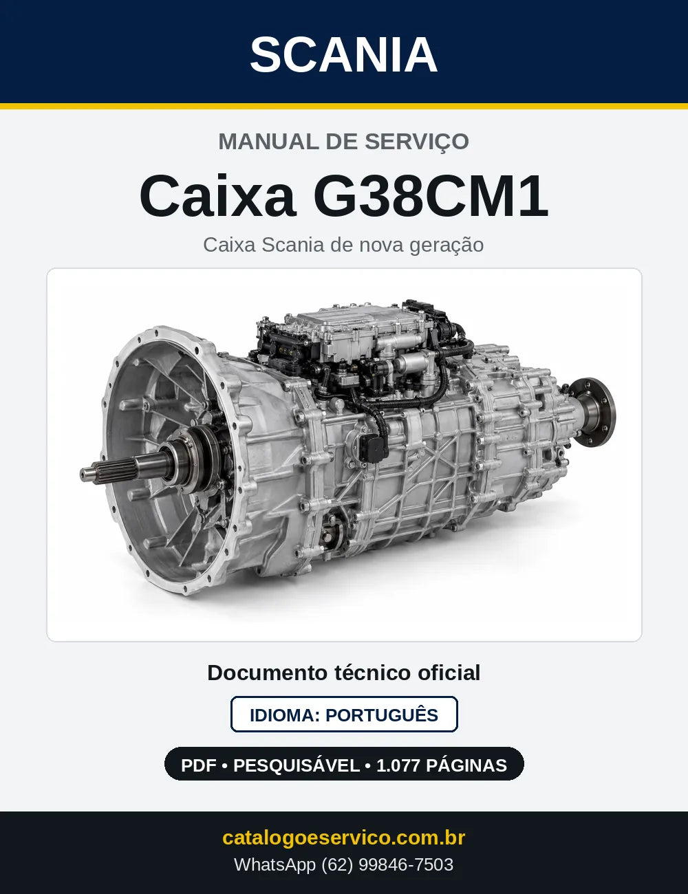 Capa do Manual de Serviço da Caixa de Mudanças Scania G38CM1 em PDF