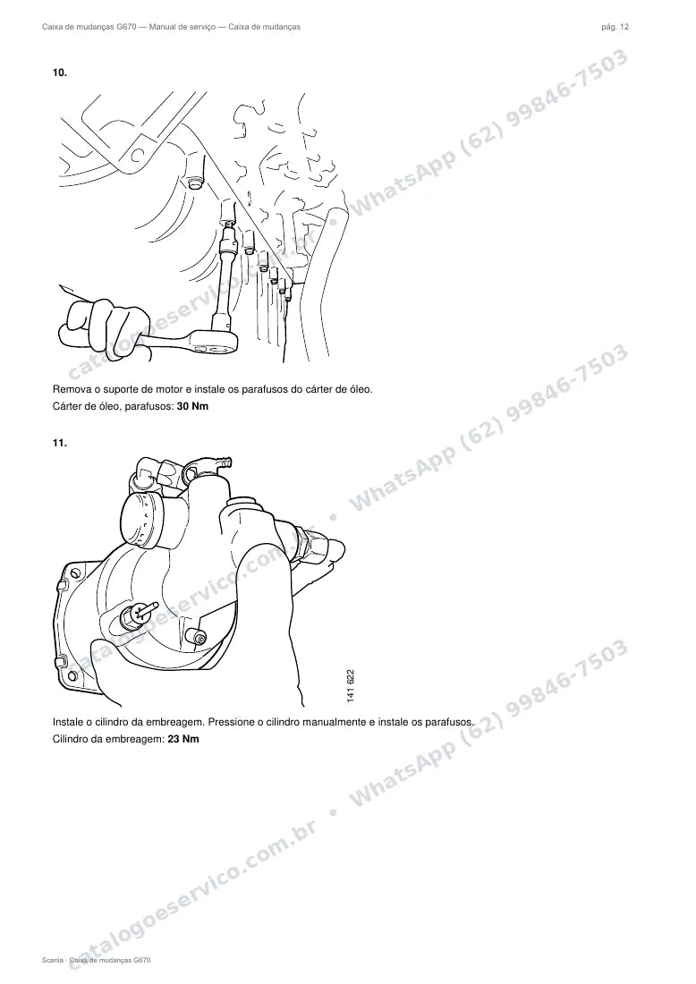 Página do manual de serviço da caixa Scania G670 — Caixa de mudanças