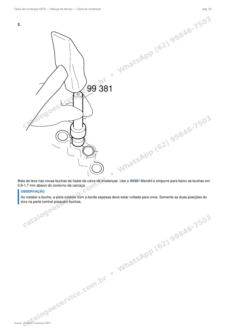 Página do manual de serviço da caixa Scania G670 — Caixa de mudanças