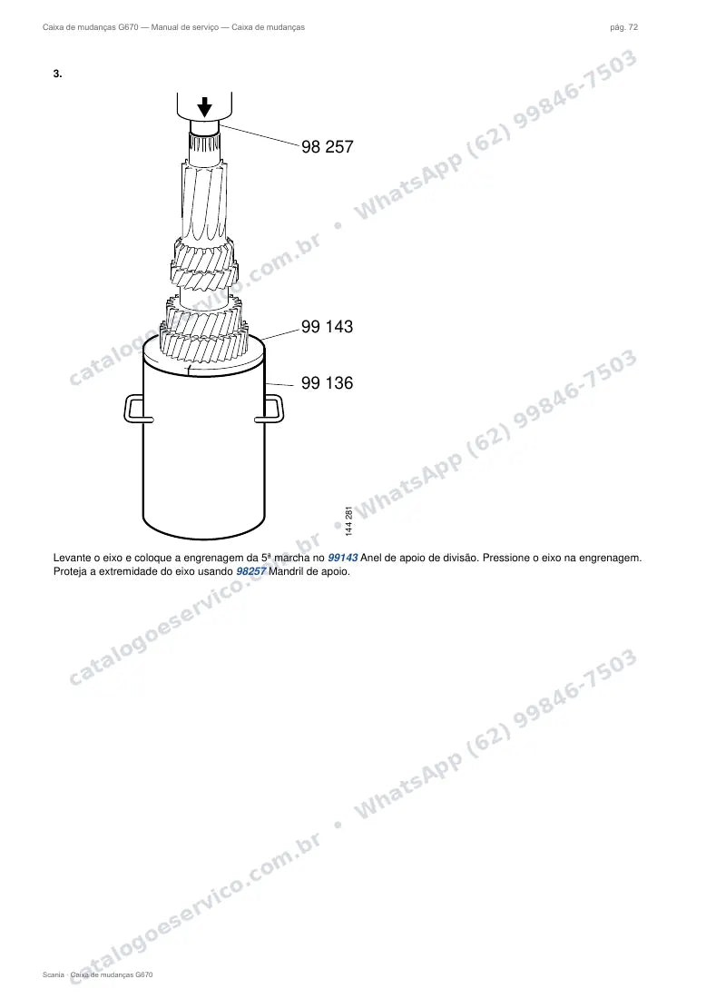 Página do manual de serviço da caixa Scania G670 — Caixa de mudanças