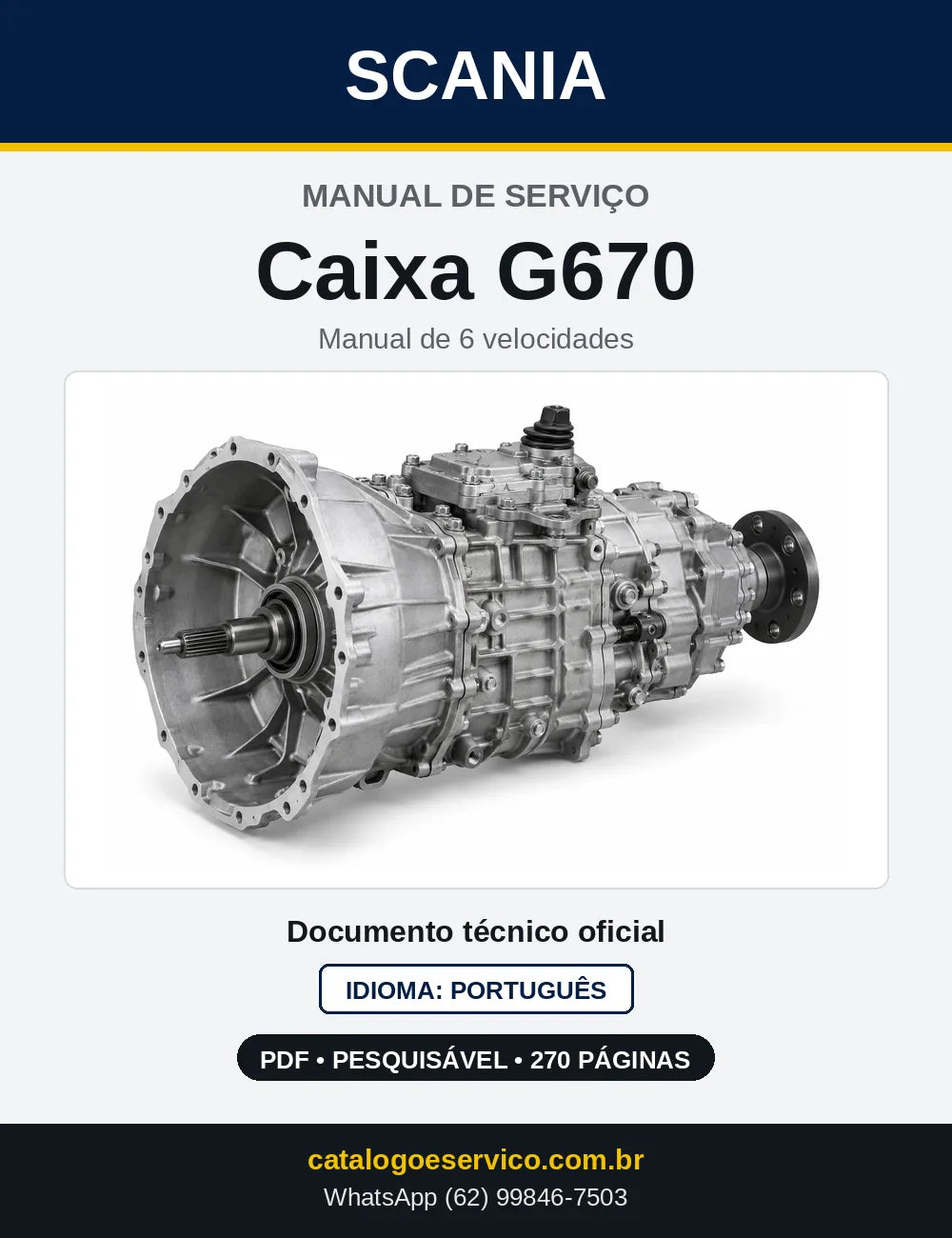 Capa do Manual de Serviço da Caixa de Mudanças Scania G670 em PDF
