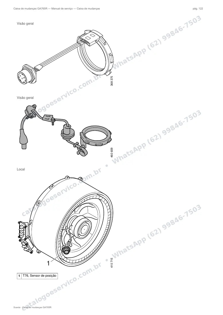 Página do manual de serviço da caixa Scania GA765R — Caixa de mudanças