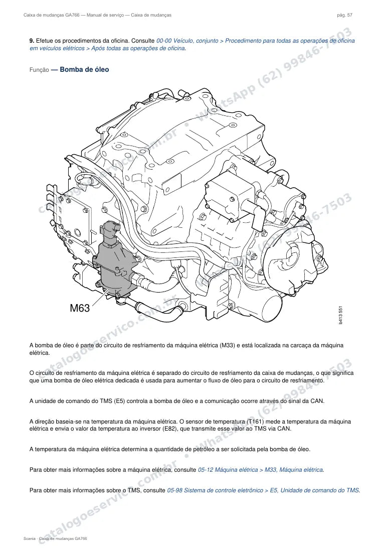Página do manual de serviço da caixa Scania GA766 — Caixa de mudanças