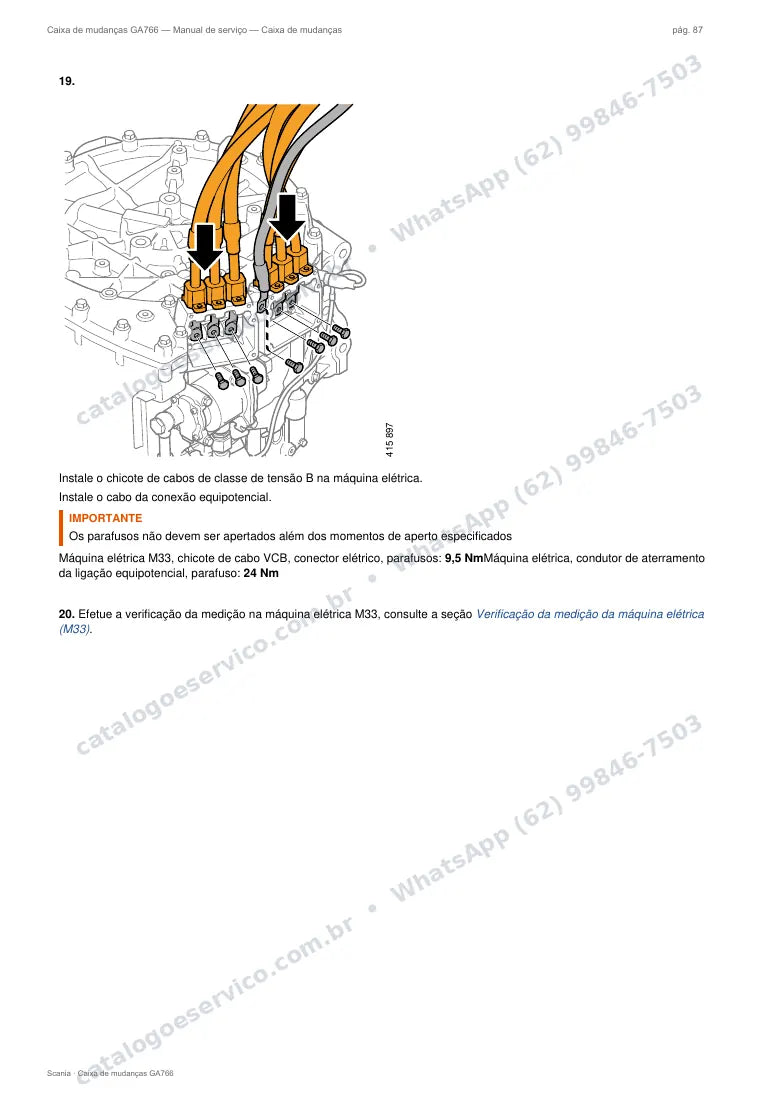 Página do manual de serviço da caixa Scania GA766 — Caixa de mudanças