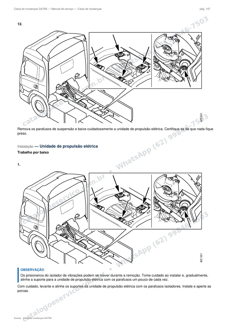 Página do manual de serviço da caixa Scania GA766 — Caixa de mudanças