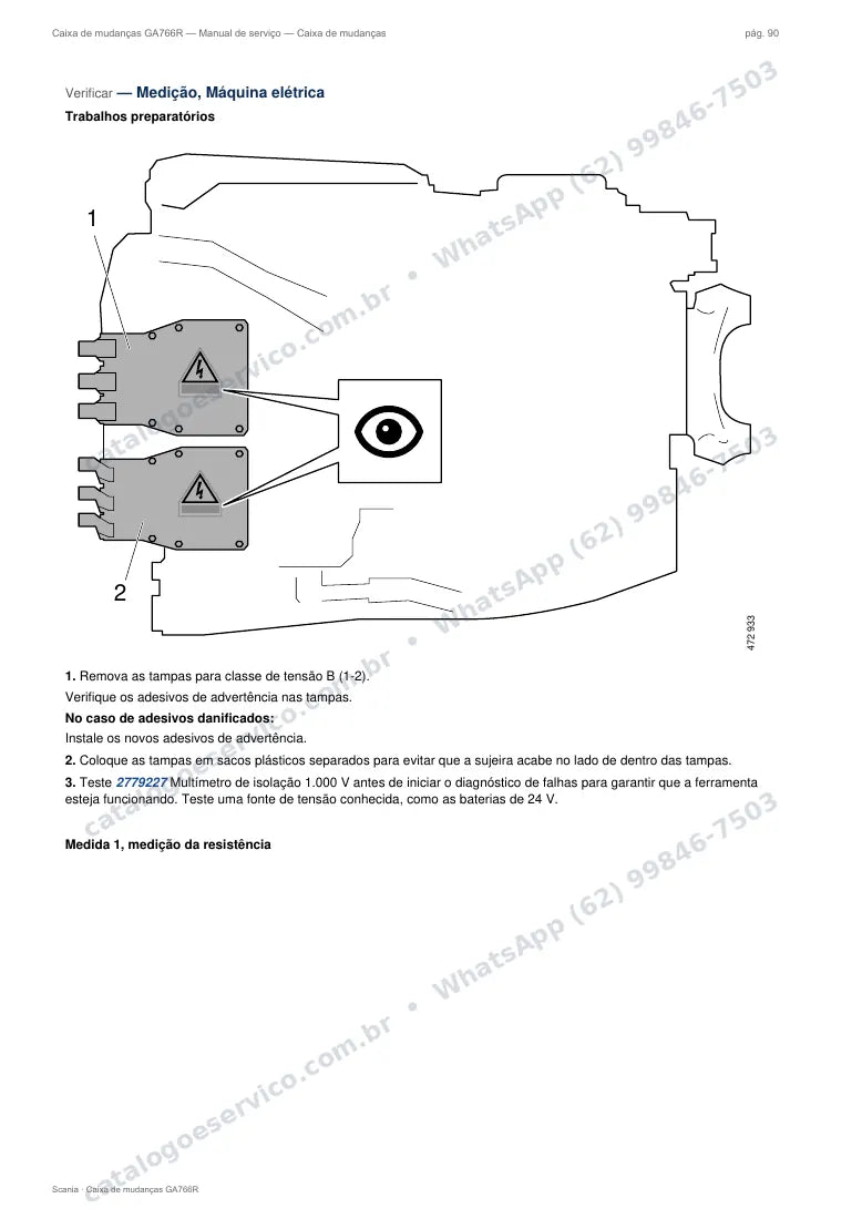 Página do manual de serviço da caixa Scania GA766R — Caixa de mudanças